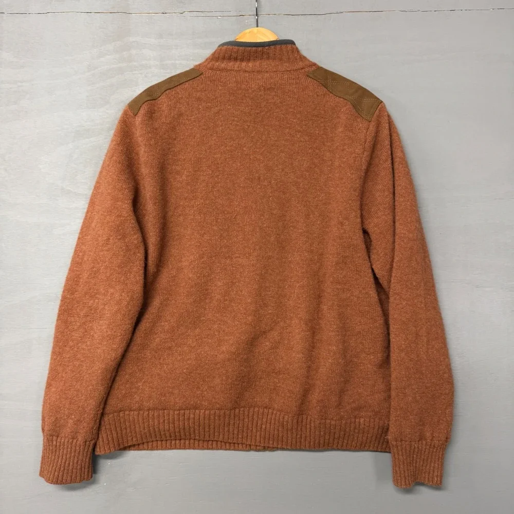 Duluth Trading Co Full Zip Sweater‎ Orange Shetland Wool Windproof Quilted XL